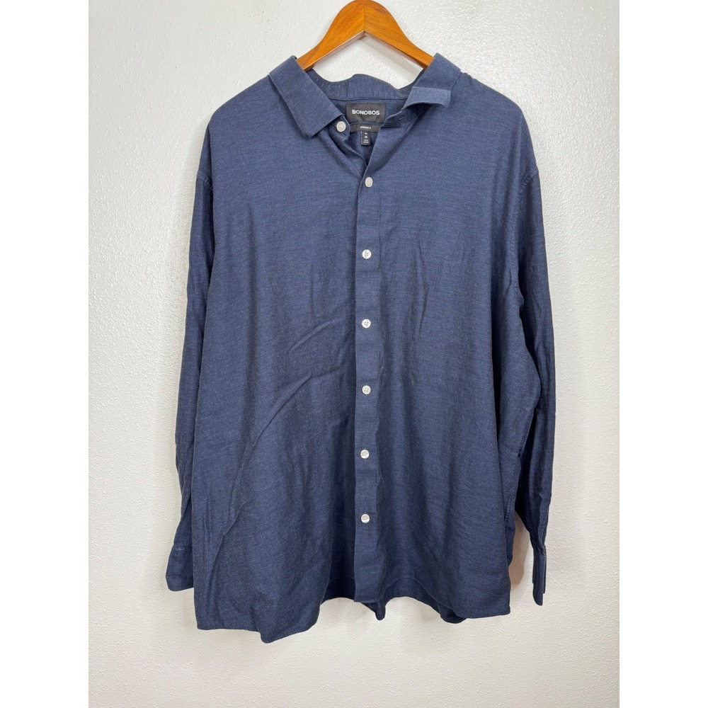 Bonobos Blue Cotton Prominent Fit Long Sleeve Button Down Shirt Size 4XL